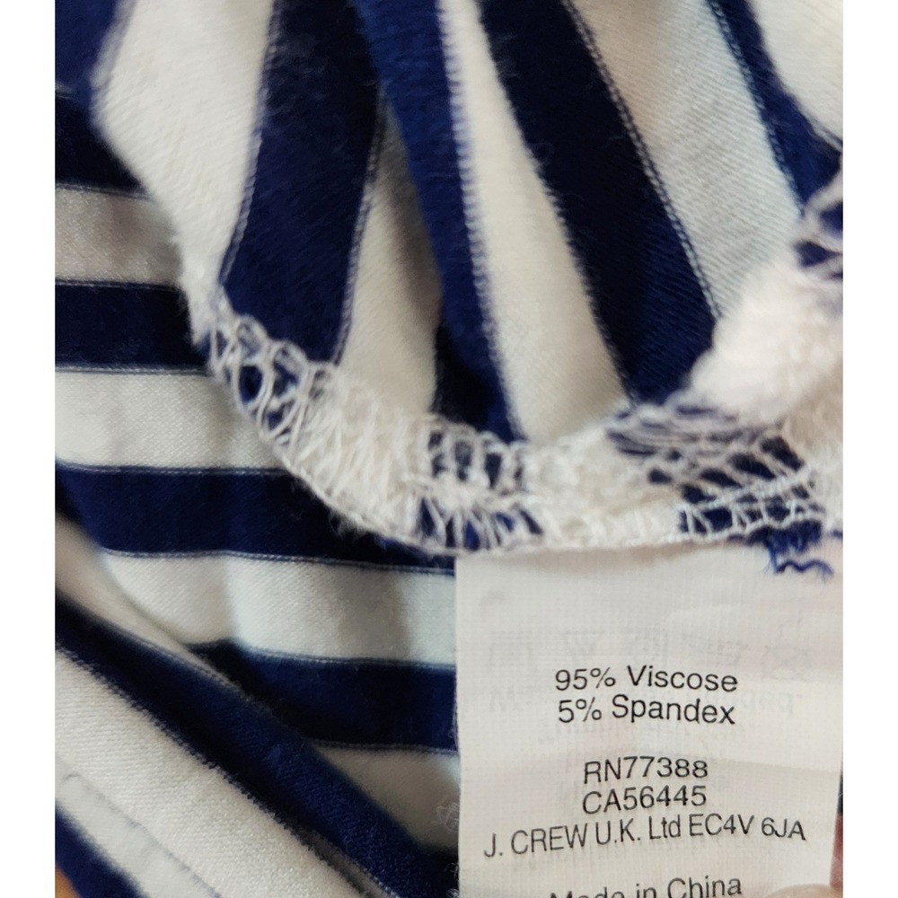 J. Crew Factory Blue White Racerback Maxi Dress Small Side Slits Nautical Beach - Picture 8 of 9